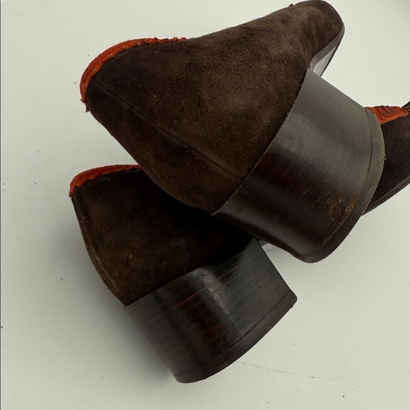 Vintage Gunlia Gabrielli bown orange women 40 Loafers moccasin shoes sude Y2K r - Picture 10 of 11